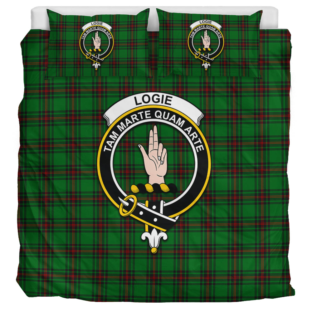 Logie Tartan Bedding Set with Family Crest UK Bedding Set UK Super King 104*94 inch - Tartan Vibes Clothing
