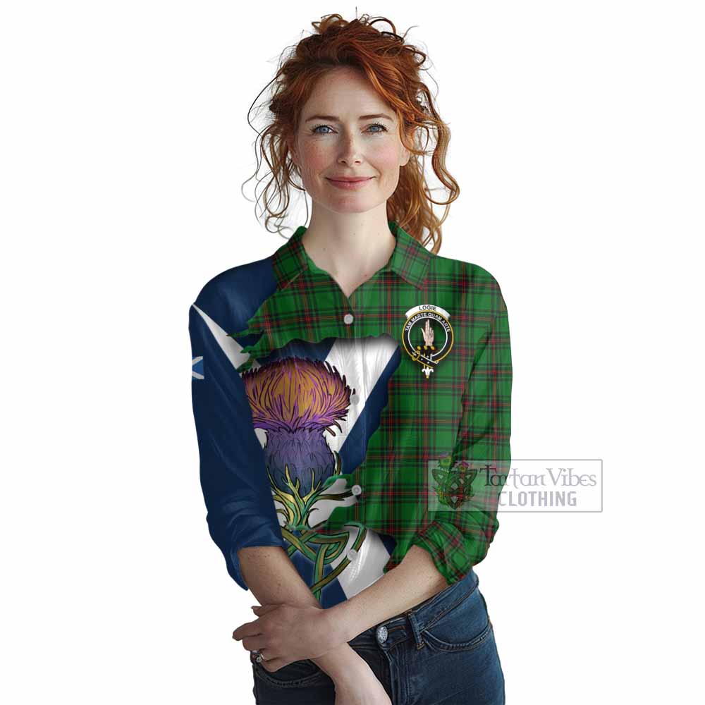 Logie Tartan Family Crest Women's Casual Shirt Scottish Thistle Celtic Inspired - Tartan Vibes Clothing