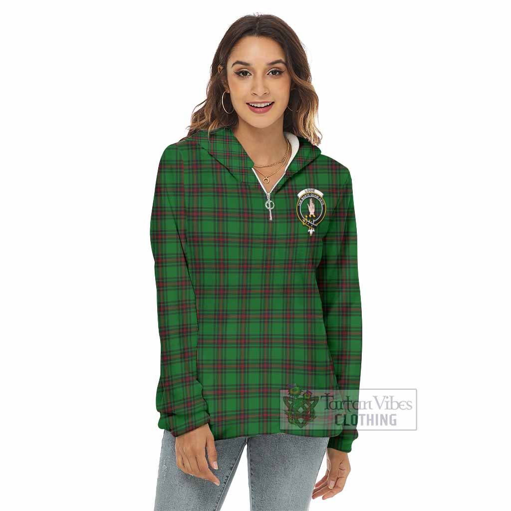 Logie Tartan Women's Borg Fleece Hoodie with Half Zip with Family Crest - Tartan Vibes Clothing