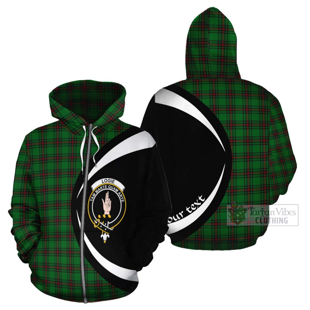 Logie Tartan Cotton Hoodie with Family Crest Circle Style - Tartan Vibes Clothing