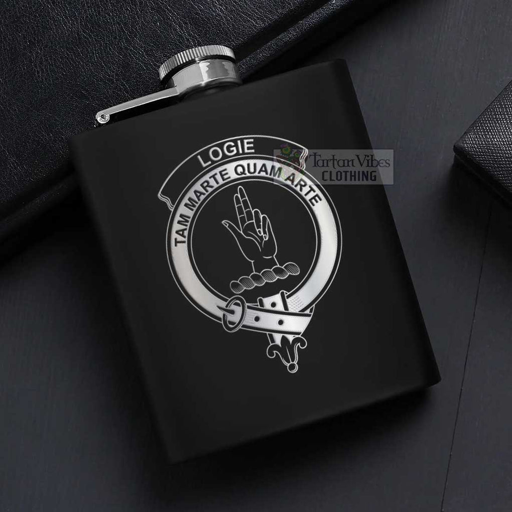 Logie Crest Hip Flask Set 7oz Black Stainless Steel with A Gift Box - 2D-tartanvibesclothing