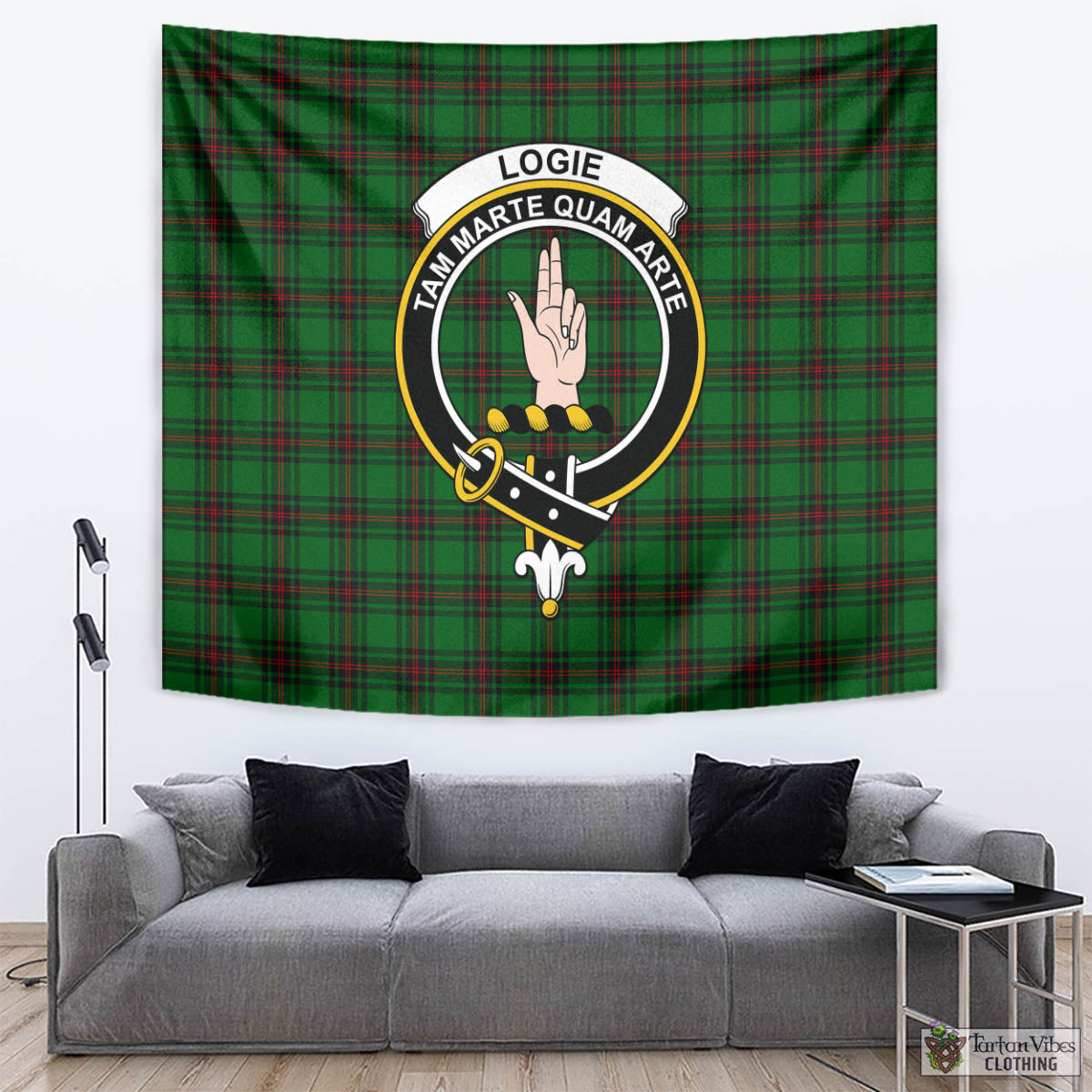 Logie Tartan Tapestry Wall Hanging and Home Decor for Room with Family Crest - Tartan Vibes Clothing