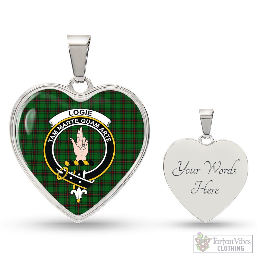 Logie Tartan Heart Necklace with Family Crest Luxury Necklace (Silver) Yes - Tartan Vibes Clothing