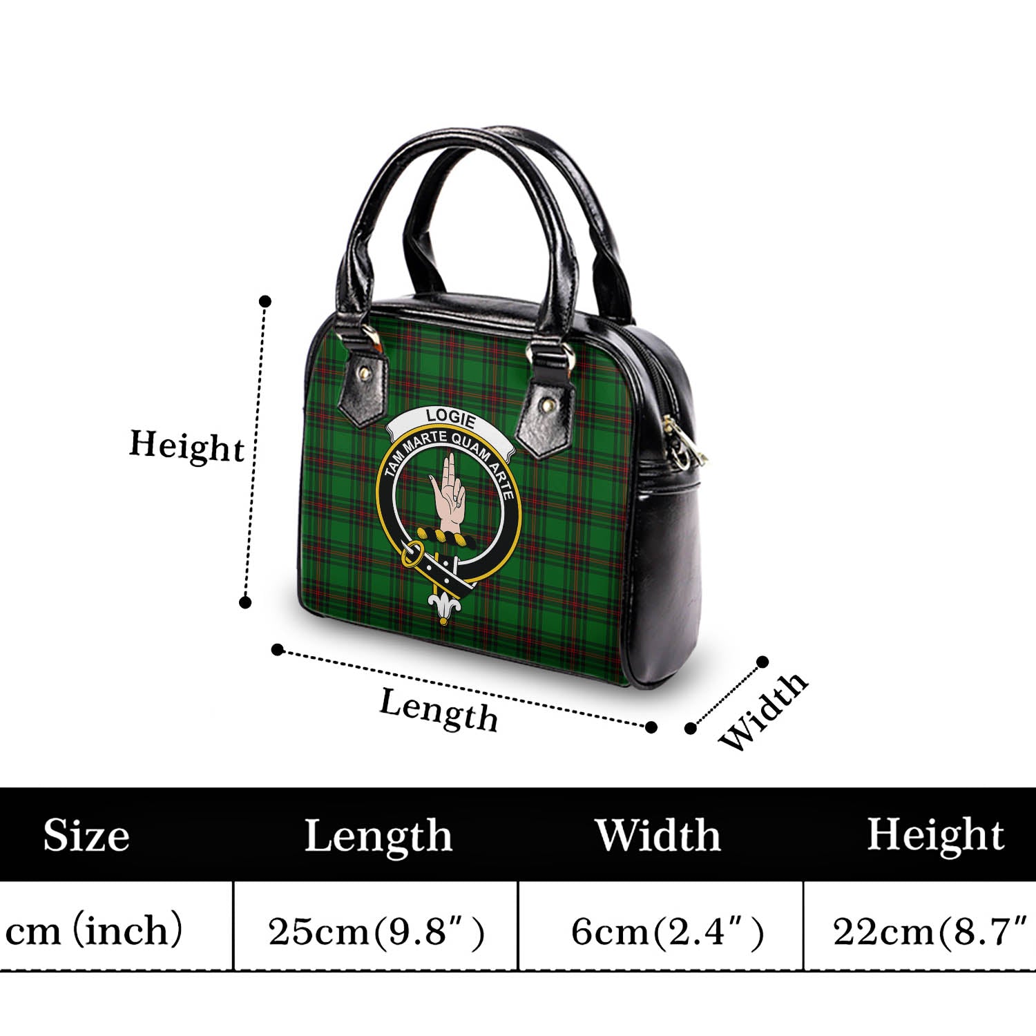 Logie Tartan Shoulder Handbags with Family Crest - Tartan Vibes Clothing