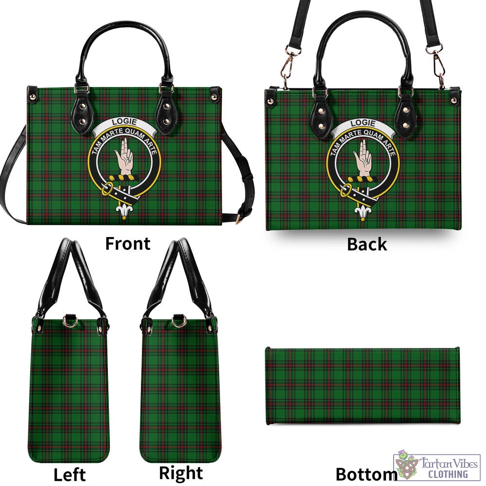 Logie Tartan Luxury Leather Handbags with Family Crest - Tartan Vibes Clothing