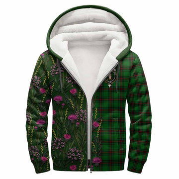 Logie Family Crest Tartan Sherpa Hoodie Scottish Thistle Flower Pattern Half Style - Tartan Vibes Clothing