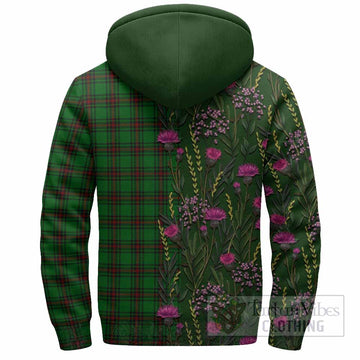 Logie Family Crest Tartan Sherpa Hoodie Scottish Thistle Flower Pattern Half Style - Tartan Vibes Clothing