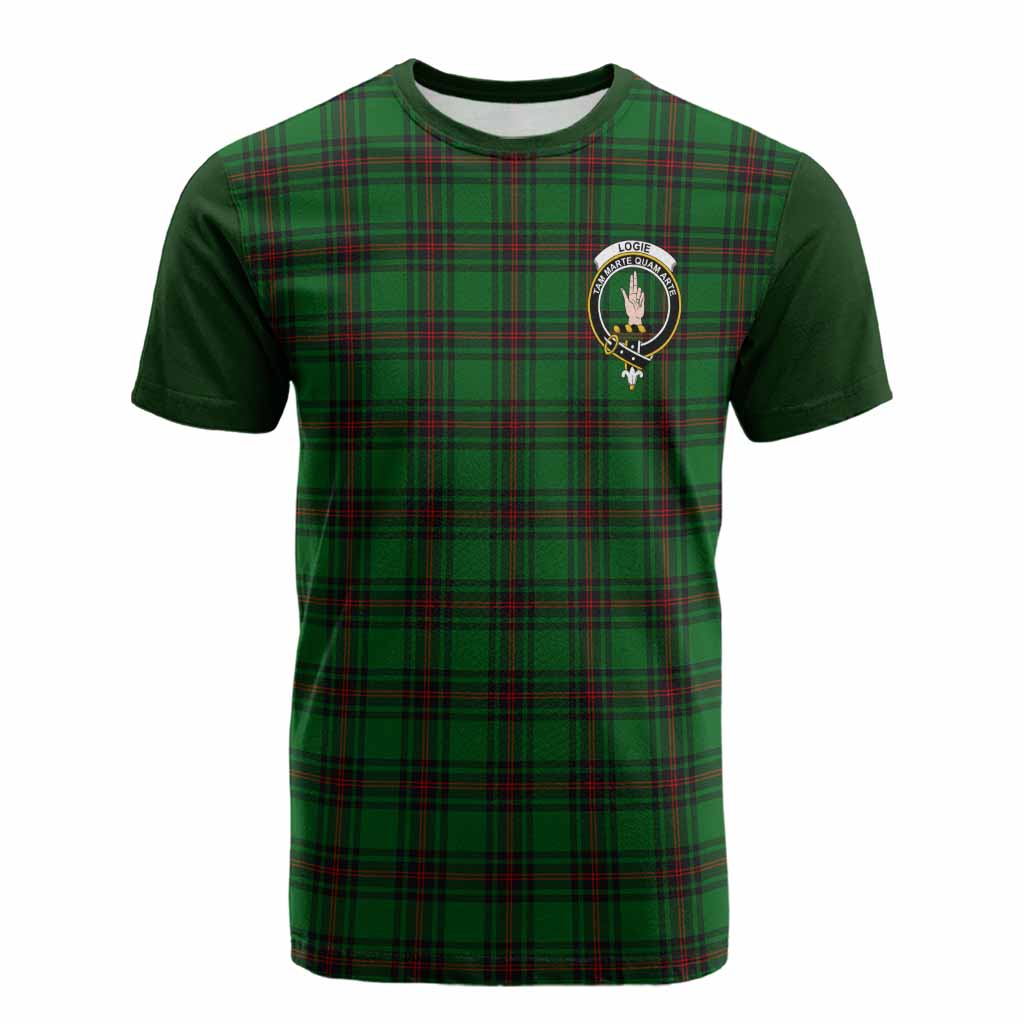 Logie Tartan Accent Cotton T-shirt with Family Crest