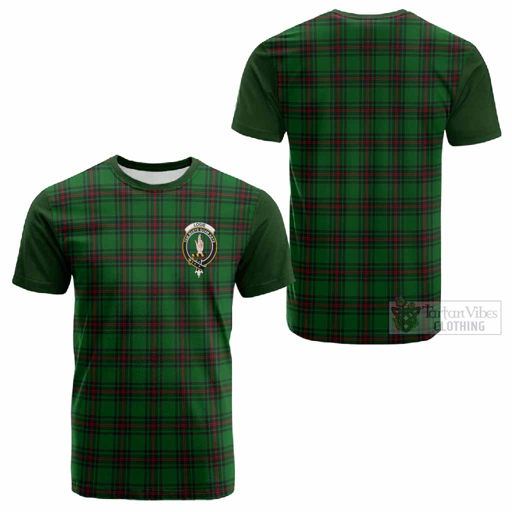 Logie Tartan Accent Cotton T-shirt with Family Crest