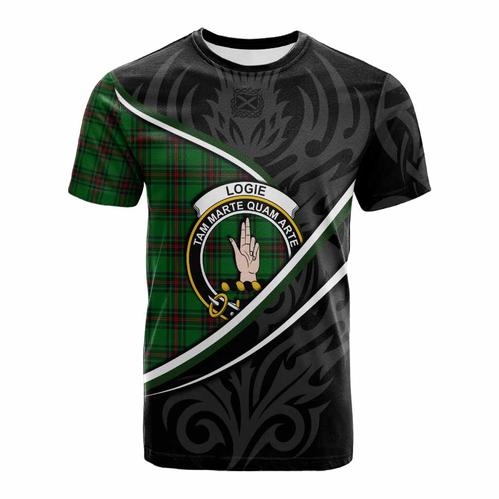 Logie Tartan Family Crest Cotton T-shirt Celtic Scottish Thistle Floral - Tartan Vibes Clothing