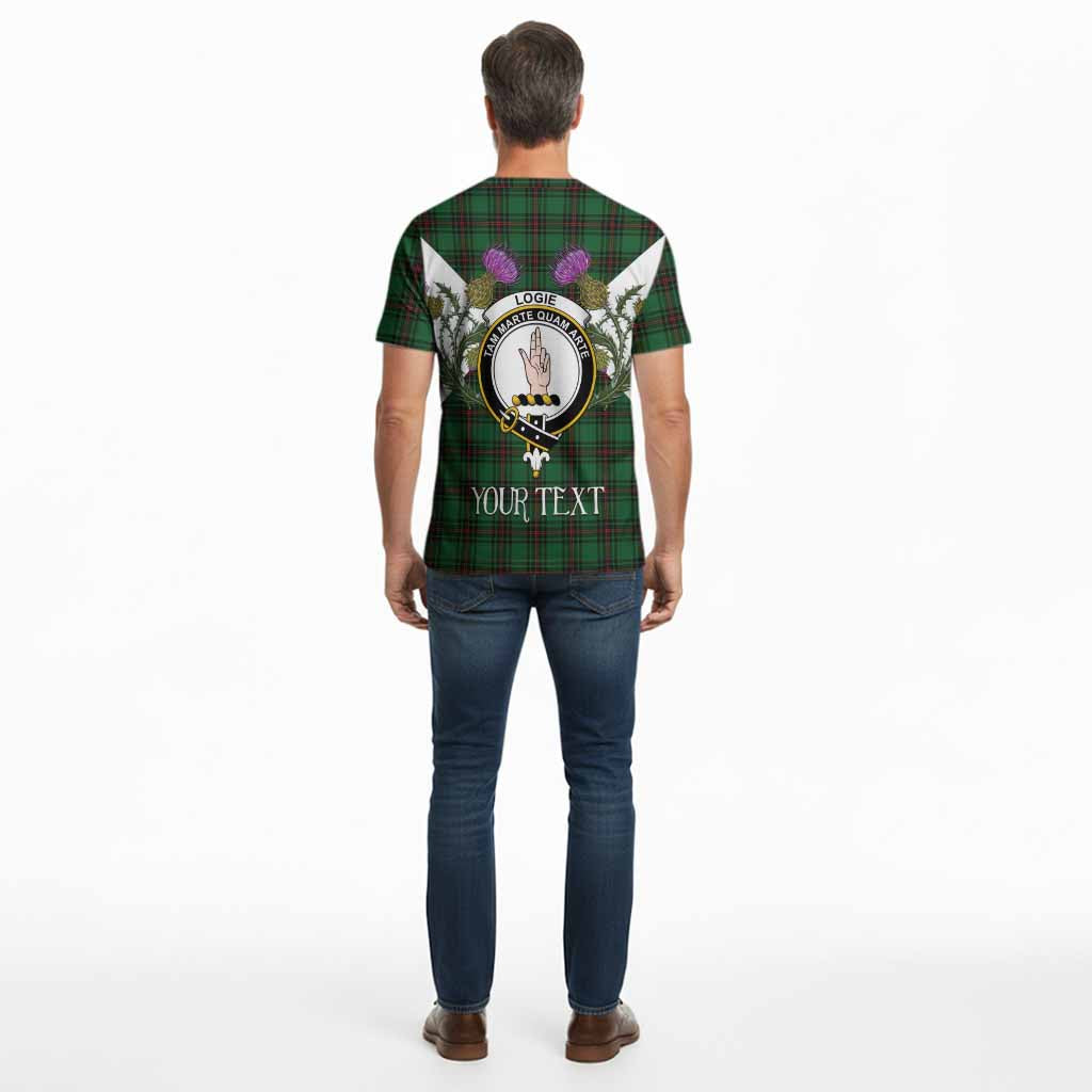 Logie Tartan Family Crest Cotton T-shirt Scottish Burns Night Thistle Floral