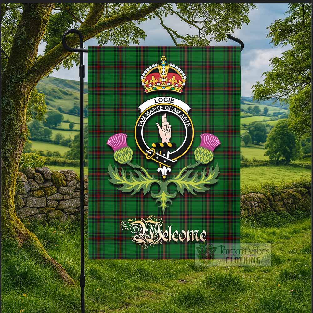 Logie Tartan Family Crest Garden Flag Royal Thistle Welcome Style - Tartan Vibes Clothing