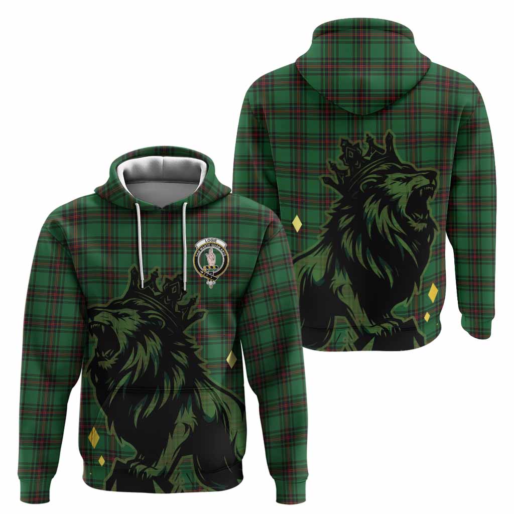 Logie Tartan Family Crest Hoodie Crowned Lion Roaring