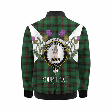 Logie Tartan Family Crest Kid Bomber Jacket Scottish Burns Night Thistle Floral