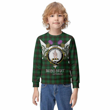 Logie Tartan Family Crest Kid Knitted Sweatshirt Scottish Burns Night Thistle Floral