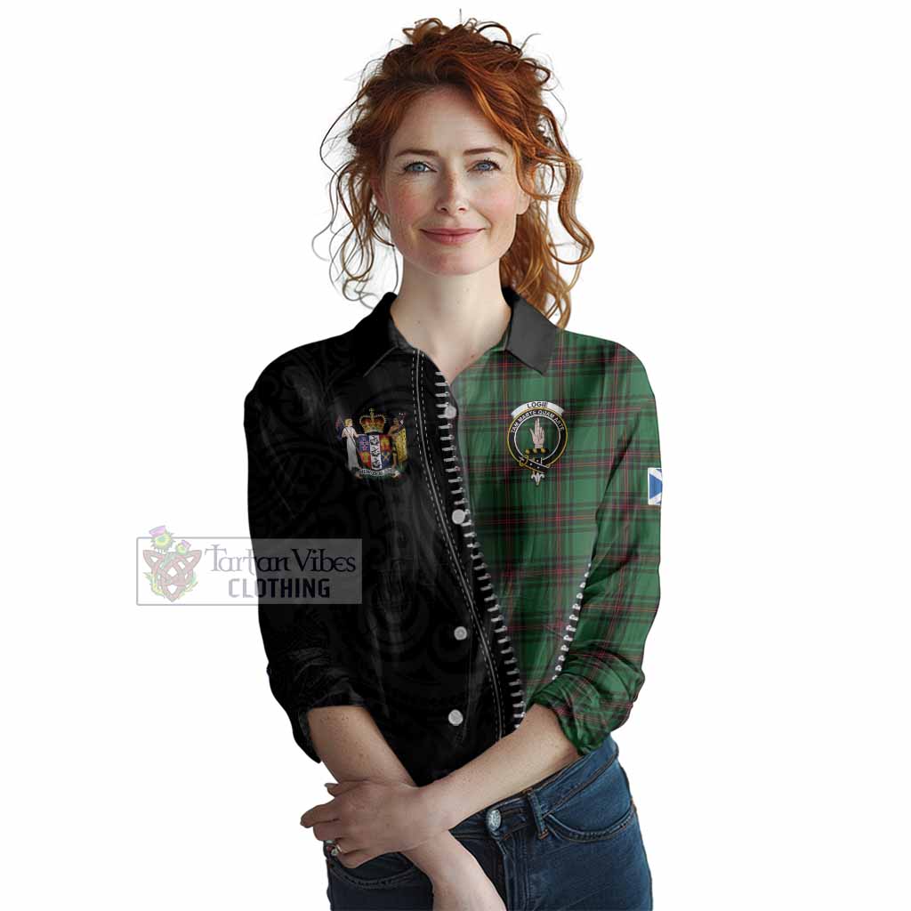 Logie Tartan Women Casual Shirt New Zealand Pattern Unique Zipper Stylized