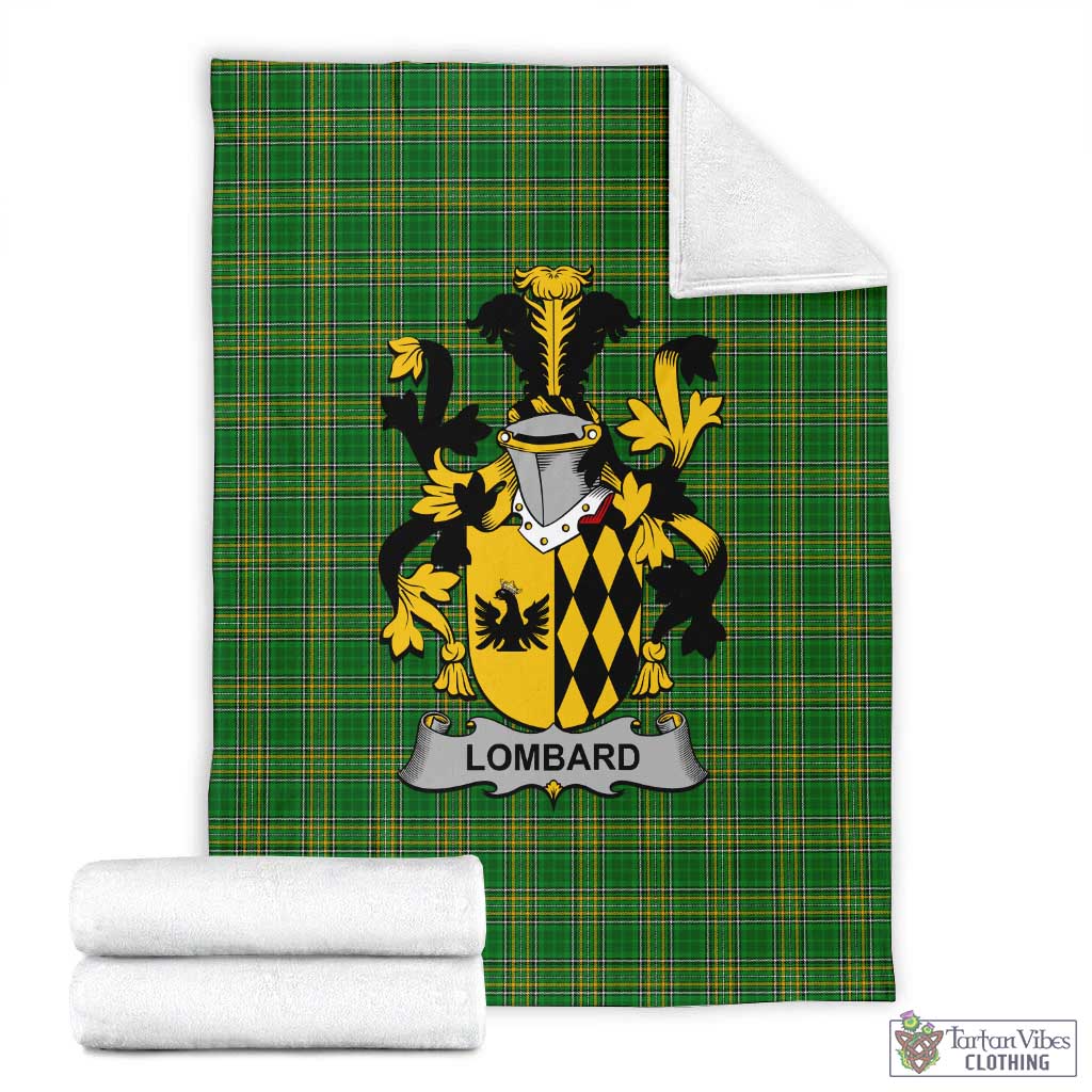 Lombard Irish Clan Tartan Blanket with Coat of Arms X-Large 59 x 79 inches 150 x 200 cm - Tartan Vibes Clothing