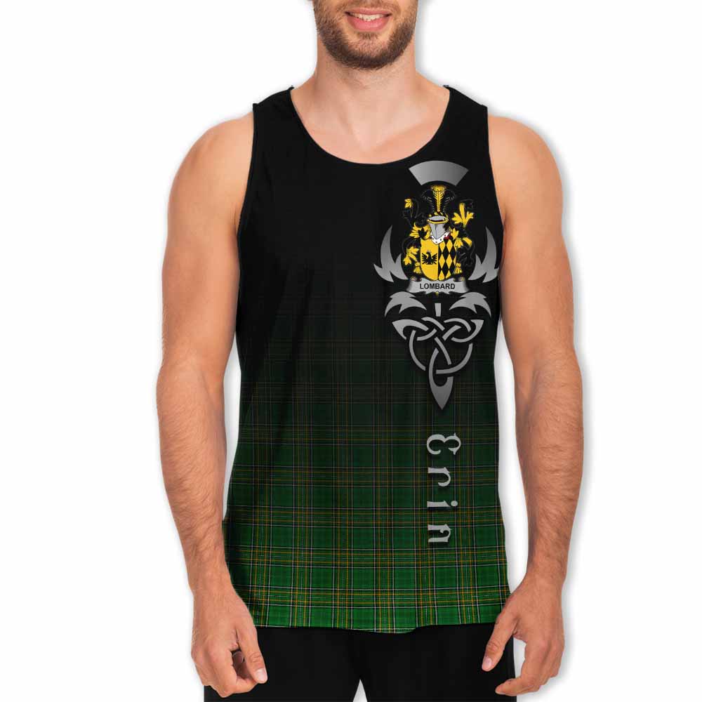 Tartan Vibes Clothing Lombard Irish Clan Men's Tank Top with Coat of Arms Erin Go Bragh Celtic Inspired