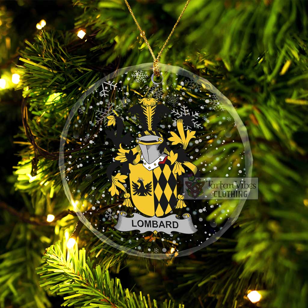 Lombard Irish Clan Christmas Glass Ornament with Coat of Arms Transparent Glass Circle - 2D-tartanvibesclothing
