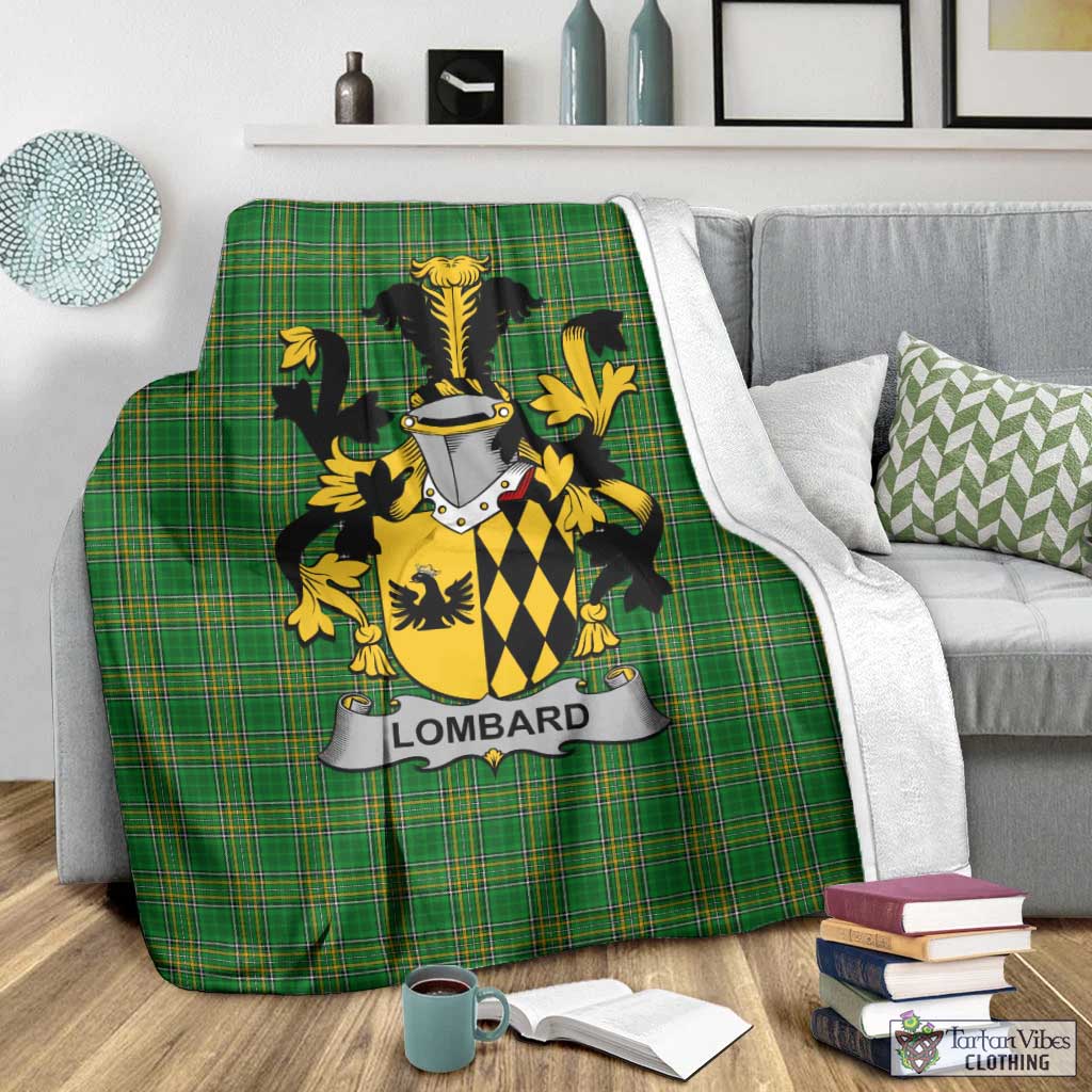 Lombard Irish Clan Tartan Blanket with Coat of Arms - Tartan Vibes Clothing