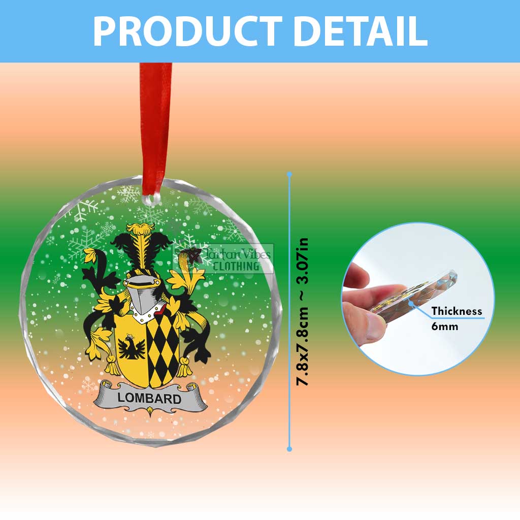 Lombard Irish Clan Christmas Glass Ornament with Coat of Arms - 2D-tartanvibesclothing