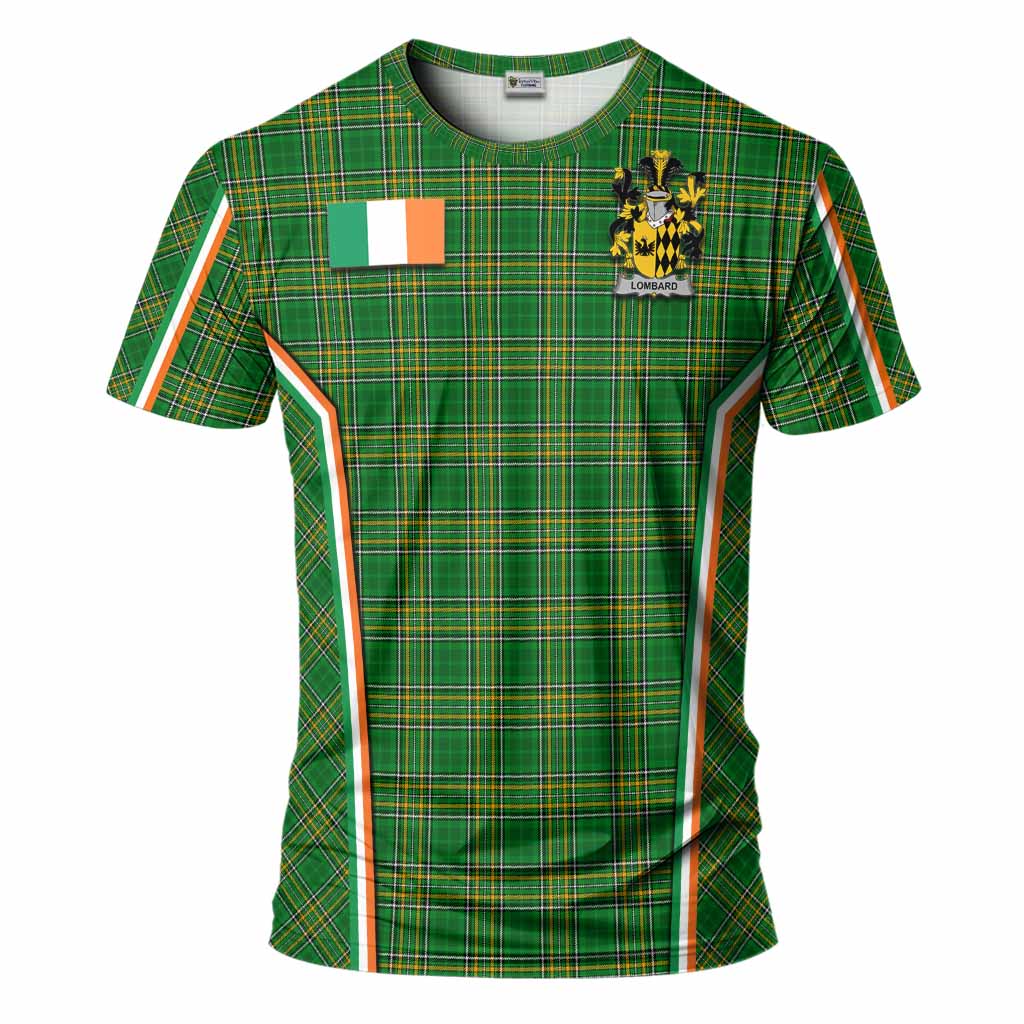 Lombard Irish Clan Coat of Arm Tartan T-Shirt Flag Style