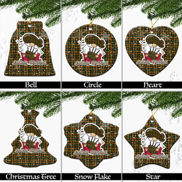 Londonderry (Derry) County Ireland Tartan Christmas Ceramic Ornaments with Scottish Gnome Playing Bagpipes Ceramic - Tartan Vibes Clothing