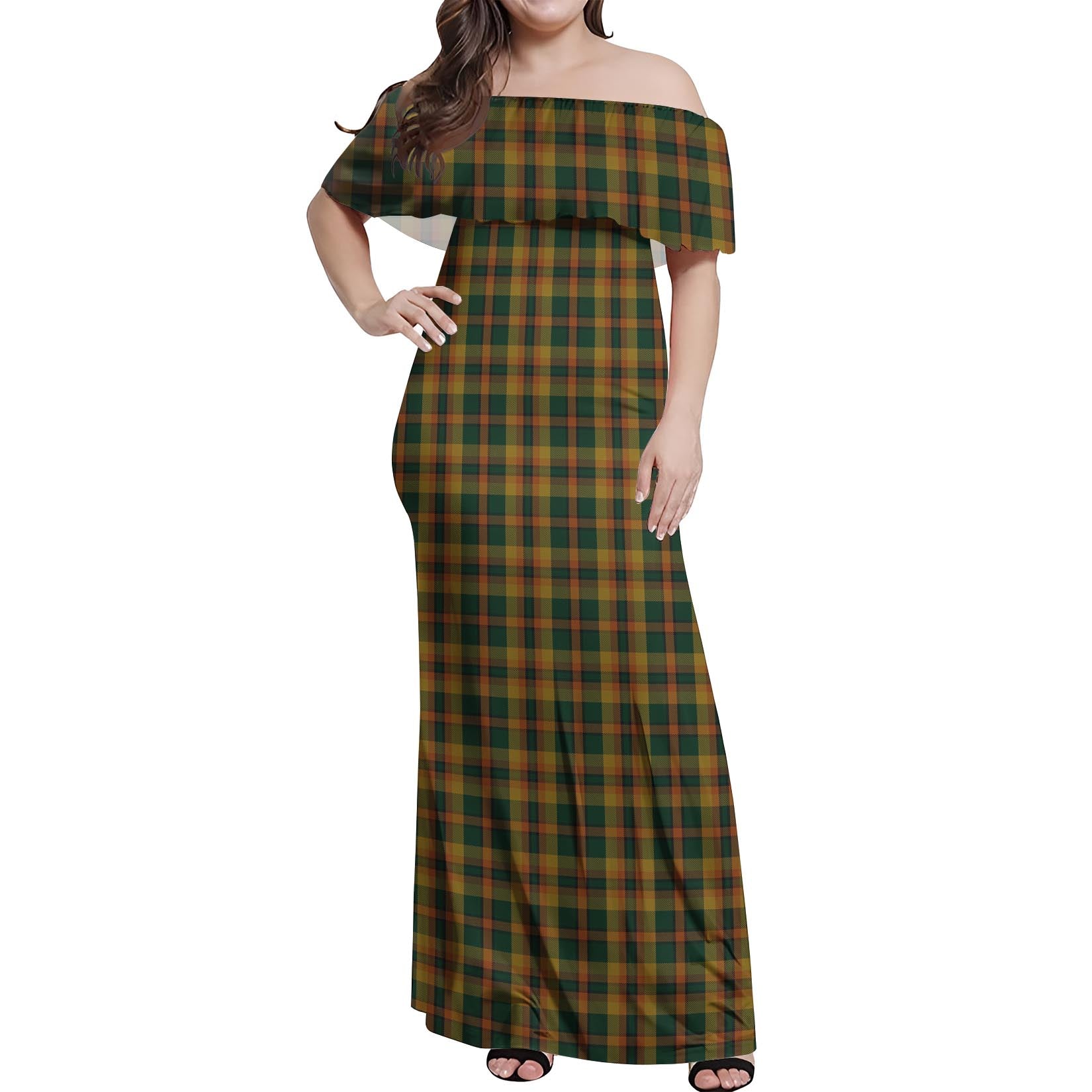 Londonderry (Derry) County Ireland Tartan Off Shoulder Long Dress Women's Dress - Tartan Vibes Clothing