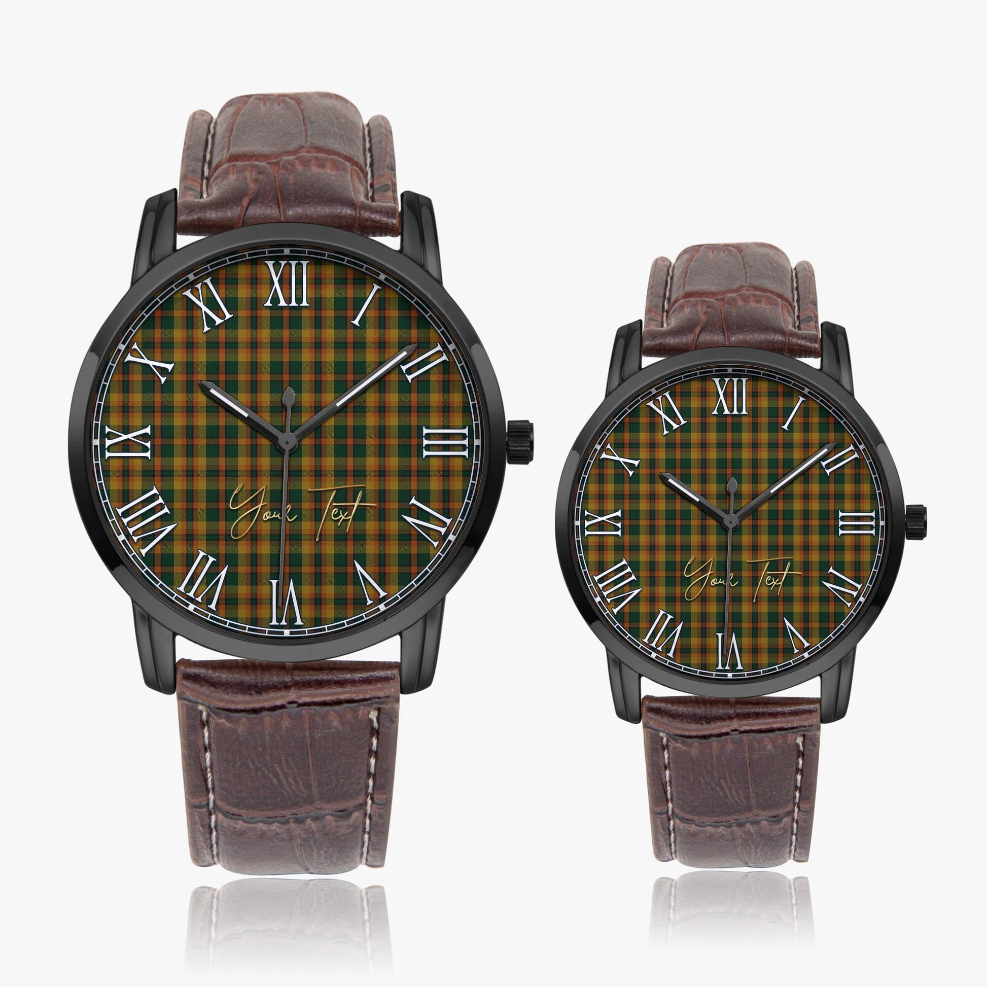 Londonderry (Derry) County Ireland Tartan Personalized Your Text Leather Trap Quartz Watch - Tartan Vibes Clothing