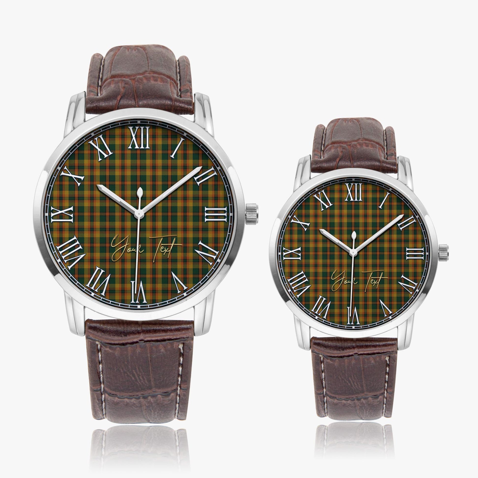 Londonderry (Derry) County Ireland Tartan Personalized Your Text Leather Trap Quartz Watch - Tartan Vibes Clothing