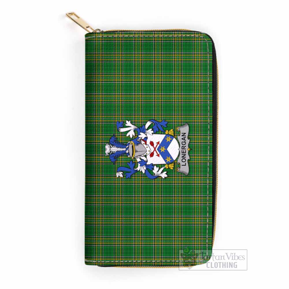 Tartan Vibes Clothing Lonergan Irish Clan Tartan Women's Leather Wallet with Coat of Arms