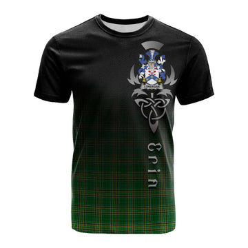 Tartan Vibes Clothing Lonergan Irish Clan Cotton T-shirt with Coat of Arms Erin Go Bragh Celtic Inspired
