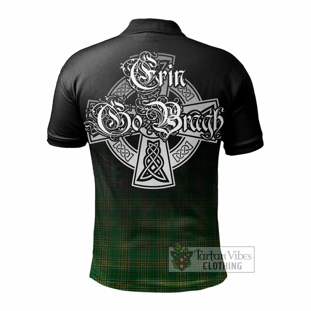 Tartan Vibes Clothing Lonergan Irish Clan Polo Shirt with Coat of Arms Erin Go Bragh Celtic Inspired