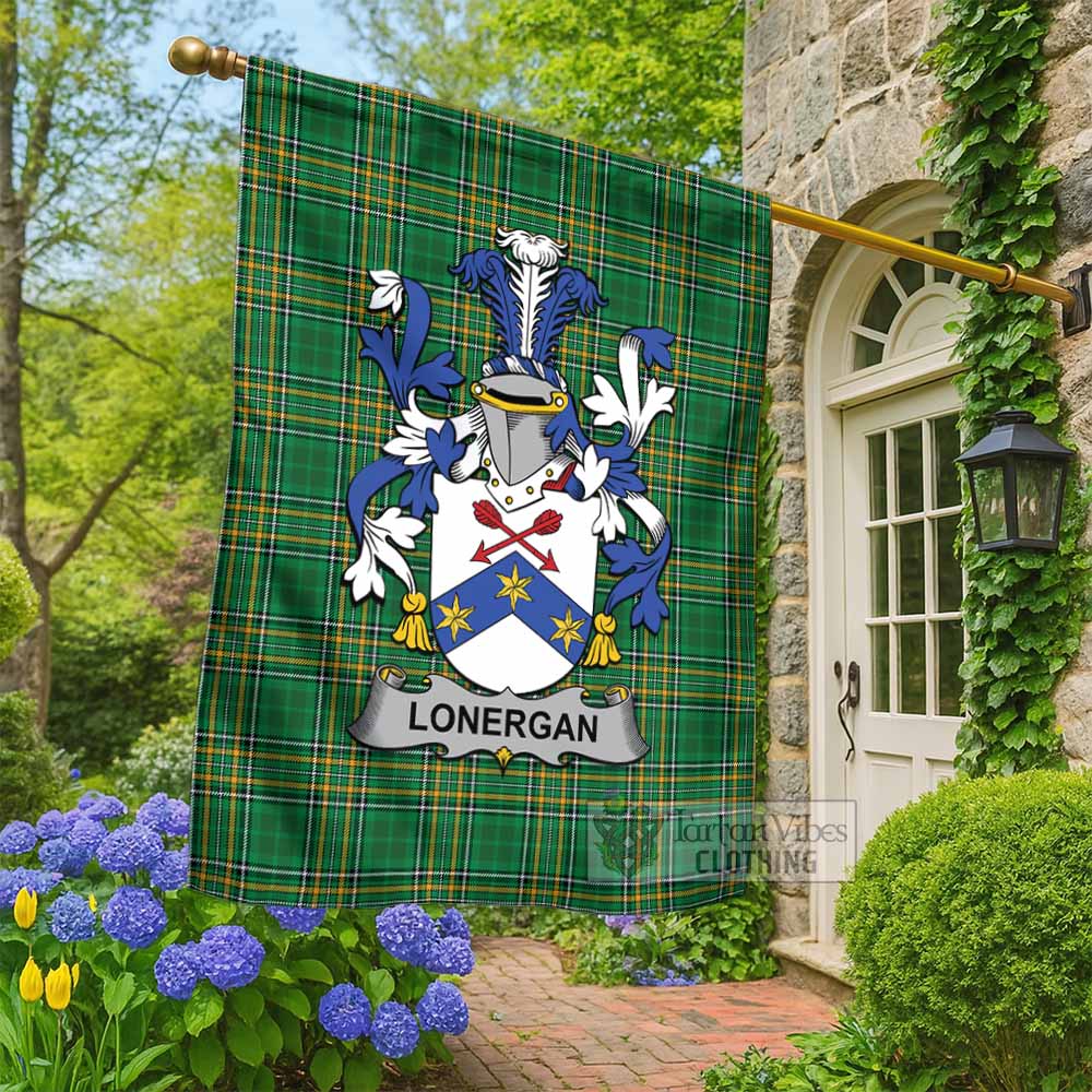 Lonergan Irish Clan Tartan Flag with Coat of Arms