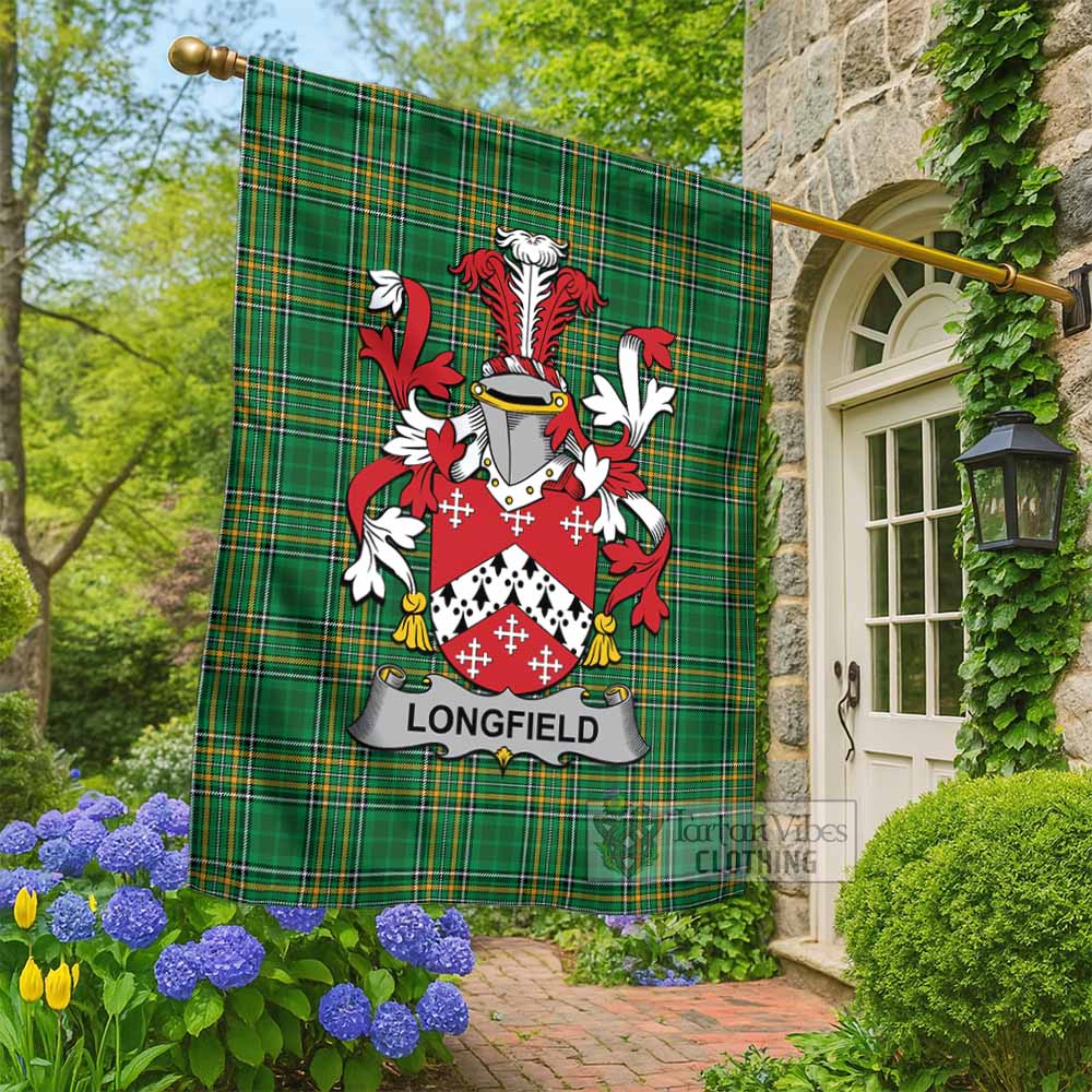 Longfield Irish Clan Tartan Flag with Coat of Arms