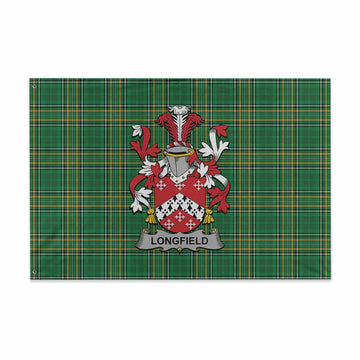 Longfield Irish Clan Tartan House Flag with Coat of Arms