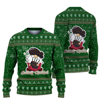 Longford County Ireland Clan Christmas Family Ugly Sweater with Funny Gnome Playing Bagpipes