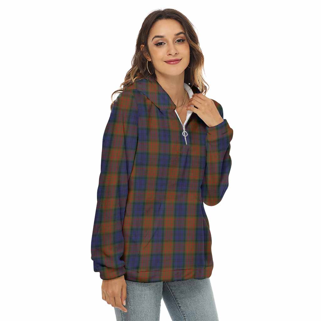 Tartan Vibes Clothing Longford County Ireland Tartan Women's Borg  Half Zip Fleece Hoodie