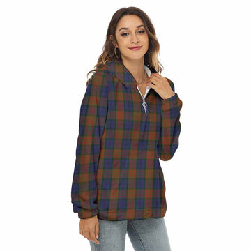 Tartan Vibes Clothing Longford County Ireland Tartan Women's Borg  Half Zip Fleece Hoodie
