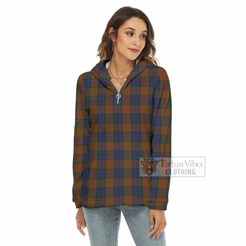 Tartan Vibes Clothing Longford County Ireland Tartan Women's Borg  Half Zip Fleece Hoodie