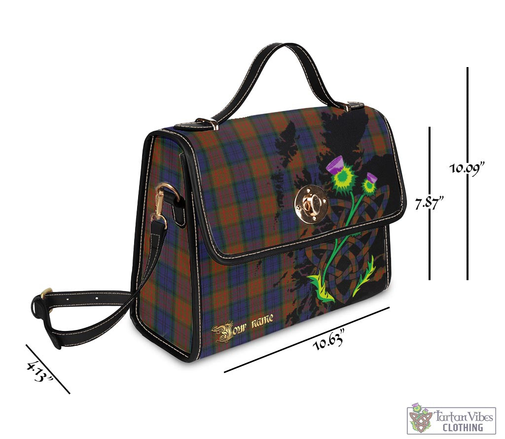 Tartan Vibes Clothing Longford County Ireland Tartan Waterproof Canvas Bag with Scotland Map and Thistle Celtic Accents