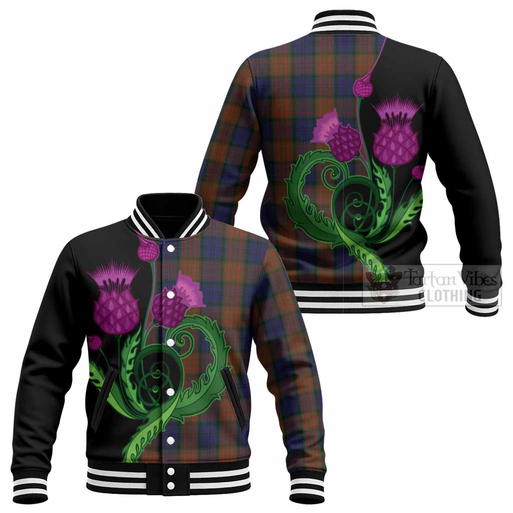 Longford County Ireland Tartan Baseball Jacket Traditional Scottish Thistle