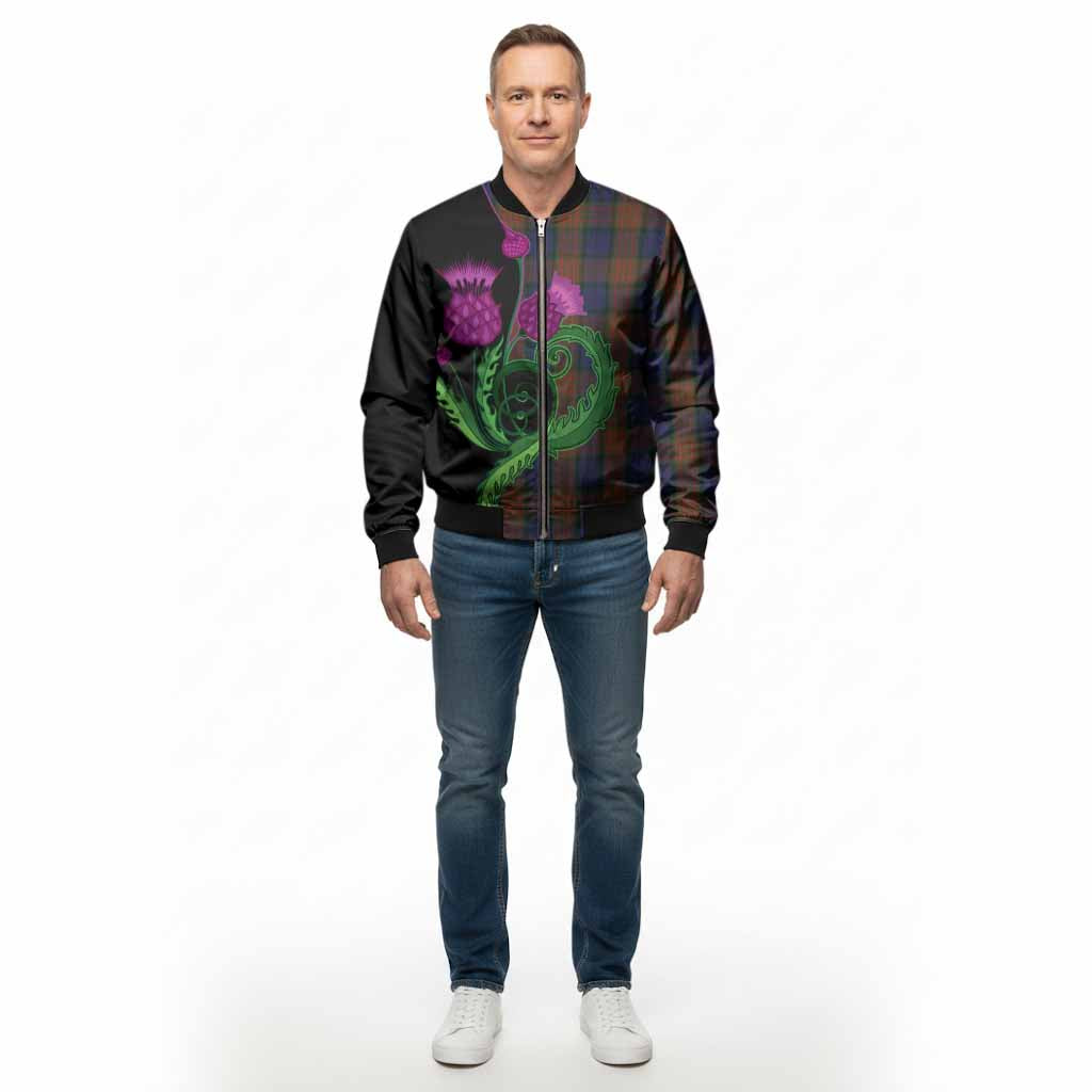 Longford County Ireland Tartan Bomber Jacket Traditional Scottish Thistle