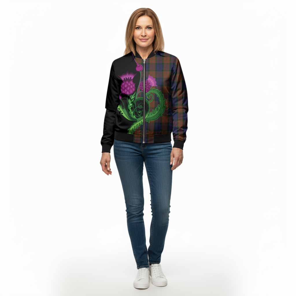 Longford County Ireland Tartan Bomber Jacket Traditional Scottish Thistle