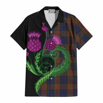 Longford County Ireland Tartan Cotton Hawaiian Shirt Traditional Scottish Thistle
