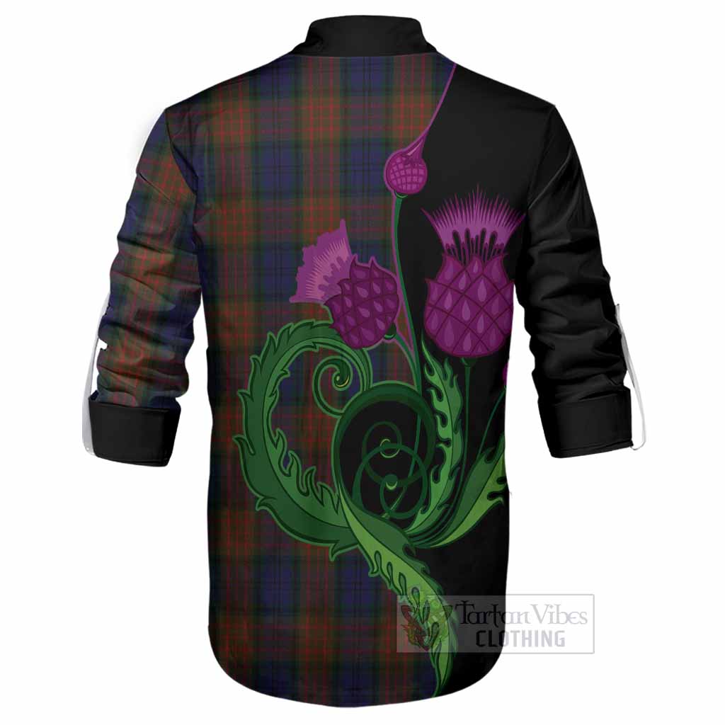 Longford County Ireland Tartan Ghillie Shirt Traditional Scottish Thistle