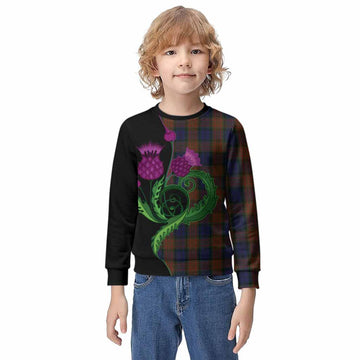 Longford County Ireland Tartan Kid Knitted Sweatshirt Traditional Scottish Thistle