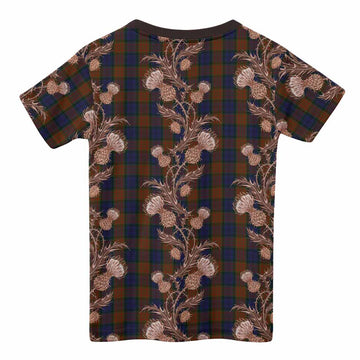 Longford County Ireland Tartan Kid T-shirt Seamless Scottish Thistle Flowers