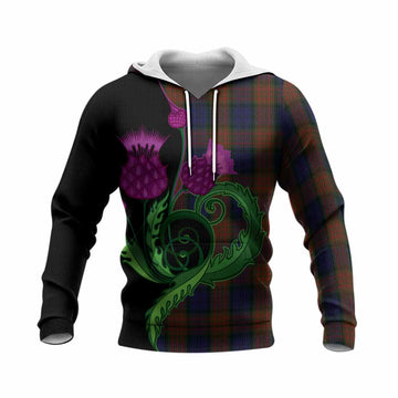 Longford County Ireland Tartan Knitted Hoodie Traditional Scottish Thistle