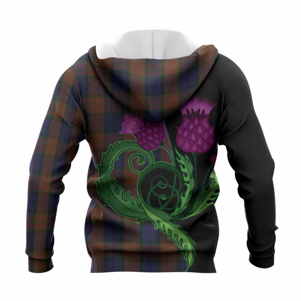 Longford County Ireland Tartan Knitted Hoodie Traditional Scottish Thistle